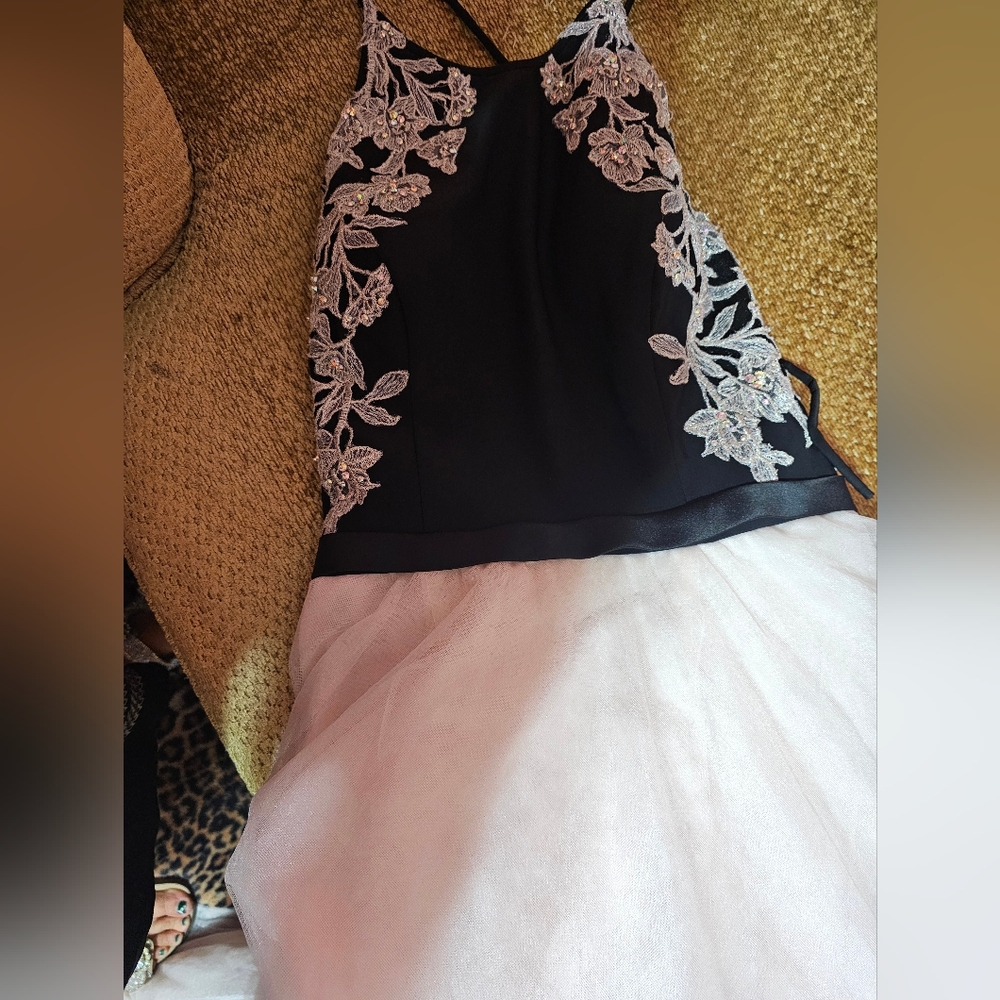 Camille Le Vie Formal Black and White Floral Dress